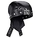 PU Leather Biker Cap with Metal Cross, Classic Fashion Leather Biker Hat Unisex Motorcycle Cap, Gothic Bandana Hat Black Head Wrap, Adjustable Motorcycle Durag for Outfit of The Day, Fits 18-23inch