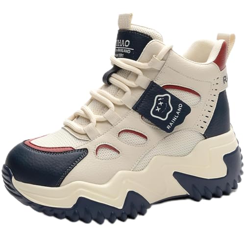 Women's Girl's Lace Up Platform Inner Heightening Chic Sneakers Breathable Casual Walking Shoe Lightweight Non Slip Workout Shoes