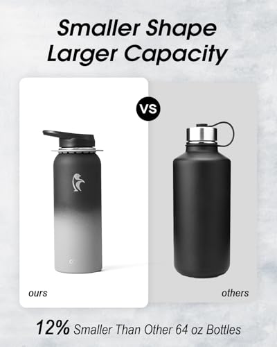 Image of Coolflask 40 oz Water Bottle Insulated Stainless Steel with Strap