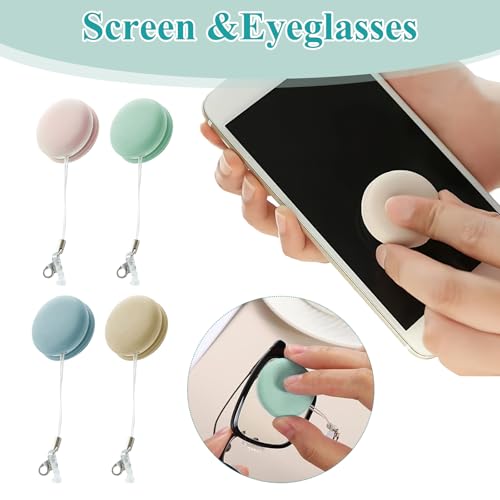 7 Pcs Macaron Phone Screen Cleaner, 2 Pcs Anti-Theft Phone Wrist Strap, Reusable Screen and Eyeglass Brush with Portable Keychains, Suitable for Mobile Phones, Glasses, and Mirrors - Image 4