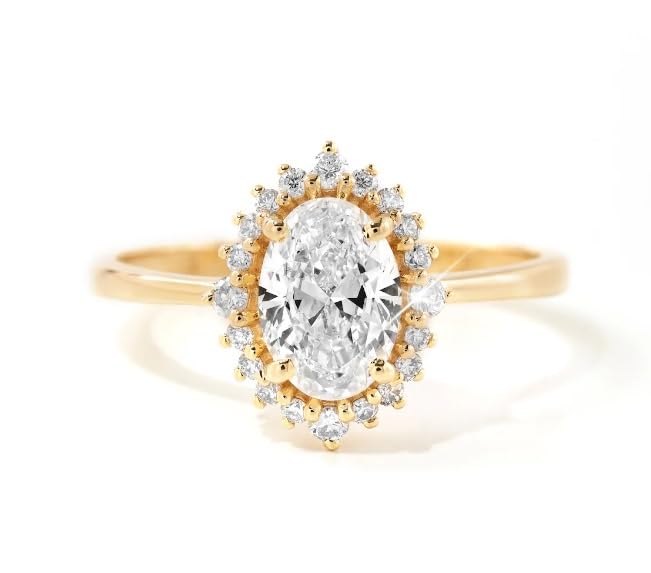 Bague de fiançailles argent 925 plaqué or jaune et moissanite T60
