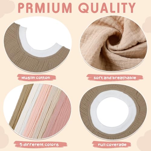 Newwiee 5 Pcs Large Muslin Pullover Baby Bibs Full Coverage Toddler Slip on Absorbent Bib Waterproof Toddler Towel Bibs (Cute Color) by Newwiee - Image 5