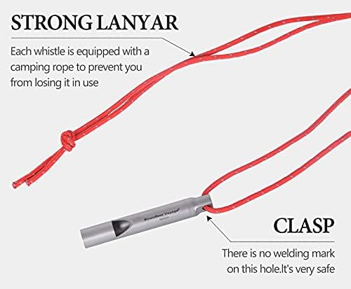 iBasingo Titanium Whistle Outdoor Camping Hiking Hunting Climbing Emergency Survival Loud Whistle Coaches Training Sports Keychain Whistle With Lanyard 2 Pack Ti9010O