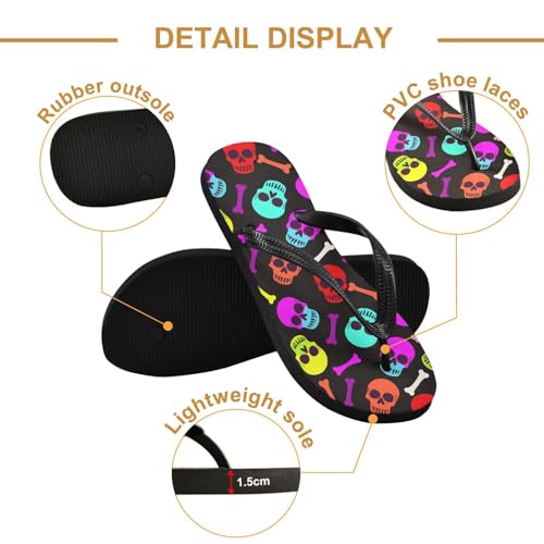 Skull Color Flip Flop Beach Summer Casual Sandal for Women & Men Shower Shoes 23016372