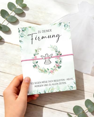 GluckGeschenk Firmung Geschenke Mädchen, Schutzengel Armband mit Karte, zu deiner Firmung