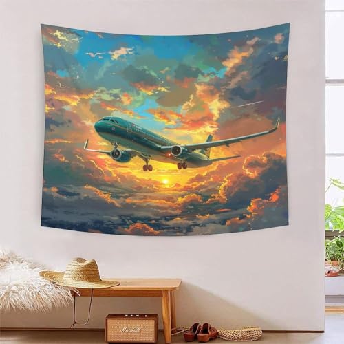 Avion de passagers 3D tapisserie murale géante pour décoration chambre