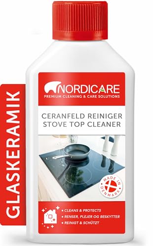 Nordicare Kochfeld Reiniger [250ml] für Glaskeramik Kochfeld oder Induktionsfeld I Herdplattenreiniger für Eingebranntes I Glaskeramik Reiniger Herdreiniger