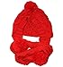 BIBITIME Handmade Knitted Scarf Beanie Hat Set Pompom Ball Cold Weather Warm Cap (One Size for Adult, Red)