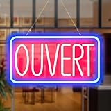 Rdutuok Led Neon OUVERT Signs for Business,42x22cm Light Up OPEN Signs Advertisement Board Electric Display Sign Powered by USB with ON/OFF Switch for Stores Window Bars Cafes Hotels (Horizontal)