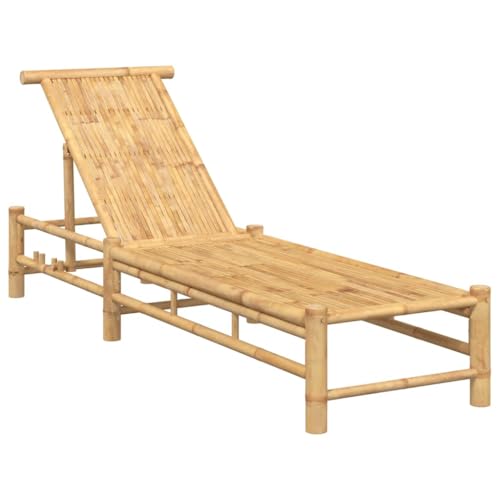 vidaXL Chaise Longue Classique en Bambou, 55x199x30 cm, Dossier Règlable, Pour Extérieur, Marron