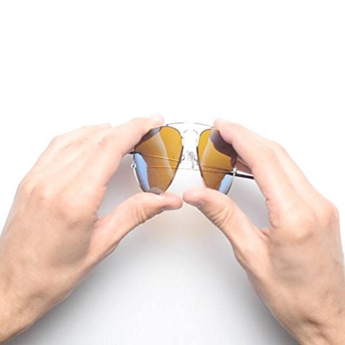 Eagle Eyes Titanium Alloy Memory Flex Flexible Polarized Aviator Sunglasses - Uv And Blue Light Protection (Matte Black, Gold Flash) #TOP4