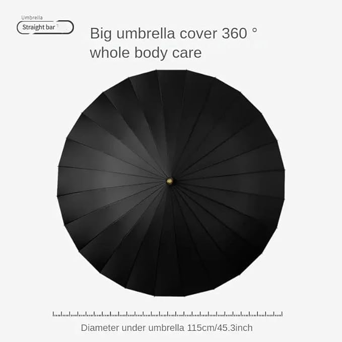 7Seas 24-Rib LARGE Luxury Look UMBRELLA | Windproof & Waterproof Premium Look Big Size Coverage Umbrella | Automatic Open Oversize Anti-UV Straight Umbrella for Rain Suitable for Man & Woman (Black) 4