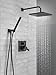 Delta Modern 14 Series Square Rain Shower System Faucet Set, Rainfall Matte Black Shower Head and Handle Set, Valve Trim Kit, 10 Inch, Matte Black 342701-BL