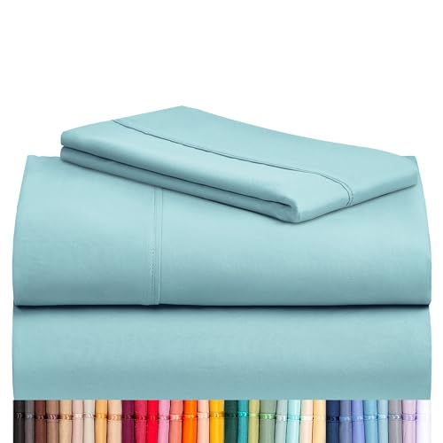 Image of LuxClub 3 PC Sheet Bed Sheets Deep Pockets 18 inch Eco Friendly Wrinkle Free-Kids-Fitted Sheets Hypoallergenic Anti-Bacteria Machine Washable Hotel Bedding Silky Soft - Aqua Twin