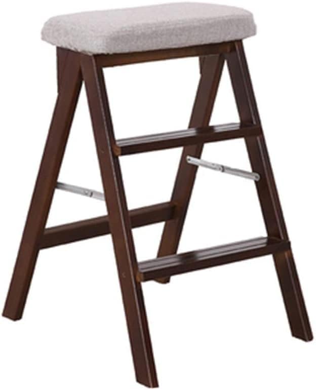 Home Step Stools,Step Stool High Chair Wooden Ladder Staircase Stepladder Raw Wood Multifunction Safety Foldable Shelving Kitchen Indoor Ascend Home Modern Simple Height 64Cm,D,A