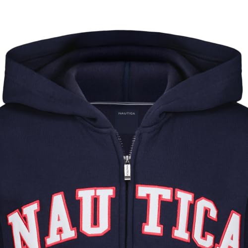 Image of Nautica Boys' Long Sleeve Fleece Full Zip Hoodie, Comfortable, Relaxed Fit