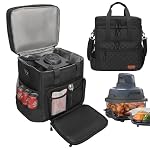 Glass Air Fryer Carrying Bag Compatible with Ninja Crispi 4-in-1 Portable Glass Air Fryer Cooking System, Double Layer Insulated Storage Bag for Ninja Crispi Air Fryer, Black