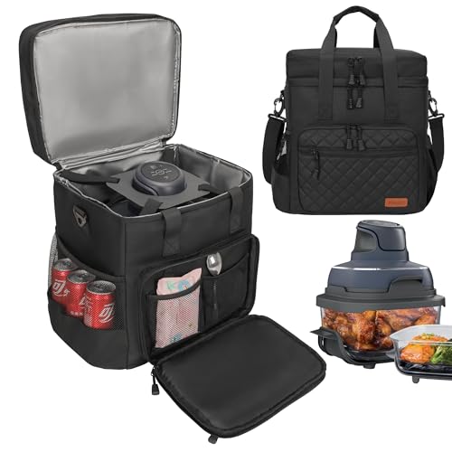 FURIMETY Air Fryer Carrying Bag Compatible with Ninja Crispi 4-in-1 Portable Glass Air Fryer Cooking System, 2 Layers insulated Storage Bag for Ninja Crispi Air Fryer, Black by FURIMETY - Used condition - US$29.76