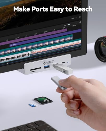 ORICO 6-in-1 USB C Hub with SD/TF Card Reader, Aluminum USB Hub Clip On Design 10Gbps Data Transfer for Laptop PC Monitor - Image 8