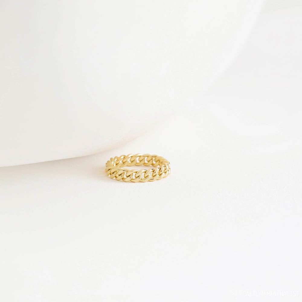 CAITLYNMINIMALIST 18K Gold Sterling Silver Dainty Braided Twist Ribbed Curb Trendy Minimalist Ring Jewelry for Women Gift for Her