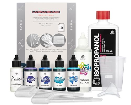 Octopus 5 x 30ml Fluids Alcohol Ink Starter Komplett Set Breeze mit Zubehör Alkoholtinte für Fluid Art