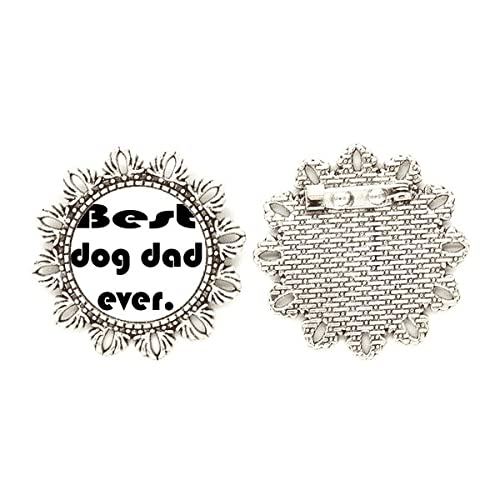 Broche de plata de flor Best Dog Dad Ever el detalle perfecto para padres de perros
