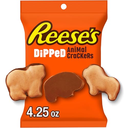 REESE'S Milk Chocolate Peanut Butter Dipped, Animal Crackers Bag, 4.25 oz