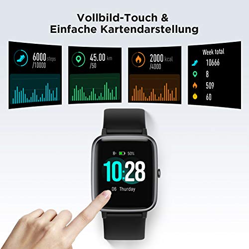 LETSCOM Smartwatch, Fitness Tracker 1,3 Zoll Farbdisplay Uhr mit Herzfrequenzmesser Schrittzähler und Schlafmonitor, wasserdicht Sportuhr für Frauen Männer für iOS Android Handy - 3