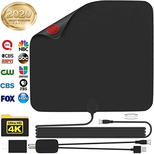 HDTV Antenna Amplified Indoor HD Digital TV Up to 80+ Miles Range Support
