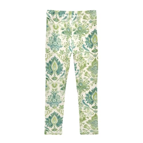 KLL Traditional Oriental Paisley Pattern Vintage Watercolor Toddler Girl Leggings Stretchy Full Length Workout Pants2