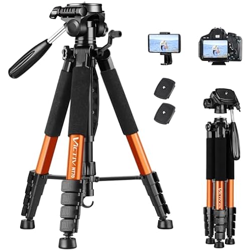 Victiv 74” Tripod, Camera Tripod for Phone with Phone Holder & Bag, Orange