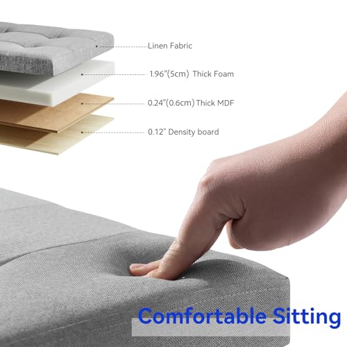 Image of BRIAN & DANY Ottoman with Storage, Square Small Storage Ottoman Foot Rest with Legs, Ottomans Foot Stool for Dorm, Living Room, Entryway 14.8 inchx14.8 inchx17.8 inch (Light Gray)