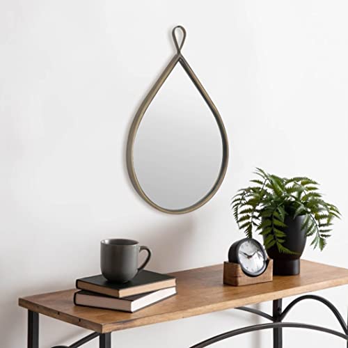 Ruidoz Brass Teardrop Wall Mirror With Metal Frame For Home Decor, Gold Oval Mirror,Bronze Decorative Wall Mirror, Accent Mirror 20 X 12.5 Inches-0951Rz #TOP1