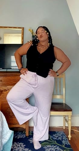 FOREYOND Plus Size Women's High Waisted Drawstring Waist Wide Leg Sweatpants with Pockets2