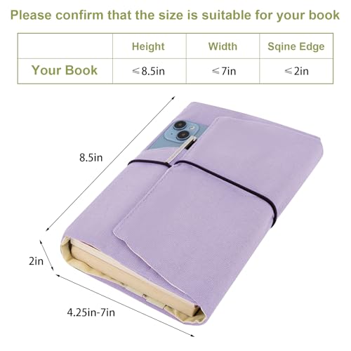 Couverture de livre de poche violette réutilisable 21,6 x 5,1 cm