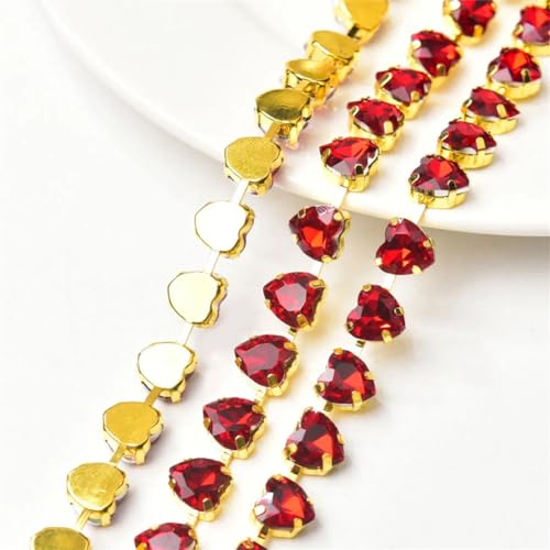 Chaîne cristal verre cœur 10mm strass sertis griffes DIY - 4