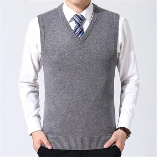 Men's Knitted Sweater Vest Business Casual V-Neck Solid Color Pullover Outwear Tops4