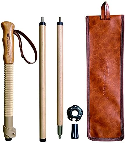 FOREST PILOT Trekking Pole- 1-pc Pack - Adjustable Hiking or Walking Stick –Strong, Natural Beech Wood - Quick Adjust Flip-Lock - Beech Wood Grip, Leather Strap (Brown)