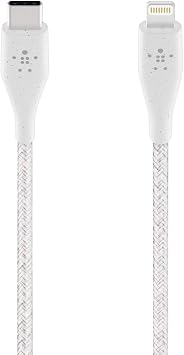 Belkin USB-C to Lightning Cable for iPhone 13 mini / Pro / Pro Max / 12 / SE / 11 / XR Fast Charging, Ultra Durable, MFi Certified, PD Compatible, 1.2 Meters, White, DuraTek Plus F8J243BT04-WHT-A