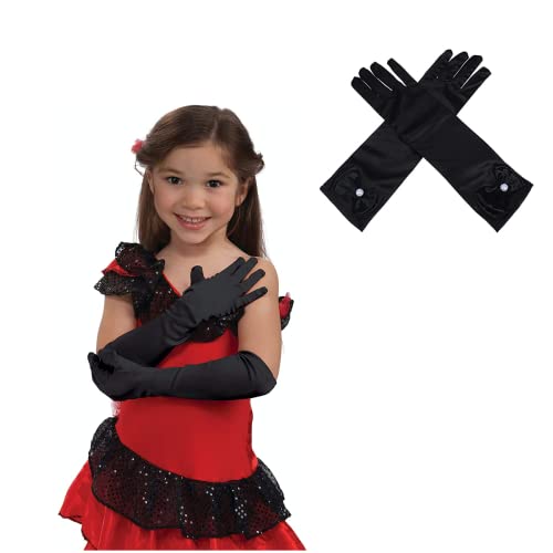 Satin Bowknot Long Glove,Formal pure color long cubits long gloves stretch satin beautiful girl dress party girl children's gloves 5