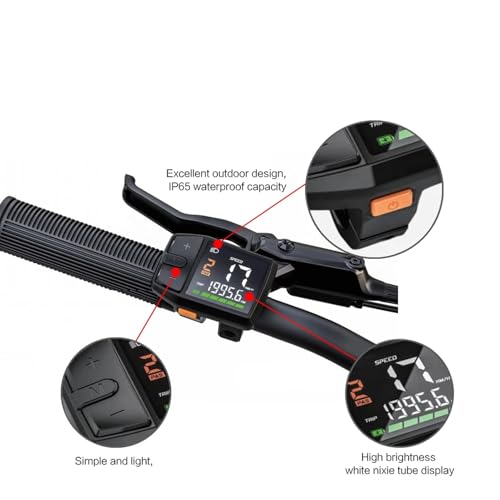 Electric Speed Meter Panel with LED Display, DC 24V 36V 48V IP65 Water Resistant, for Mid Drive Motor