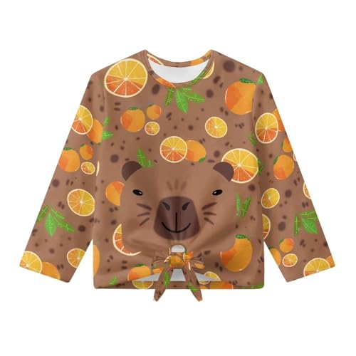 Girls Kids Sweatshirts Long Sleeves Top Crew Neck Pullover Tie Front Shirt Casual Fall Winter Clothes for Teens4