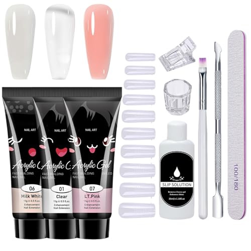 Kit de gel de uñas poly, kit de uñas de gel de extensión de poli | Kits de manicura de gel | Juego de uñas con todo, juego de uñas de poli, suministros para uñas para el hogar, extensión de uñas para