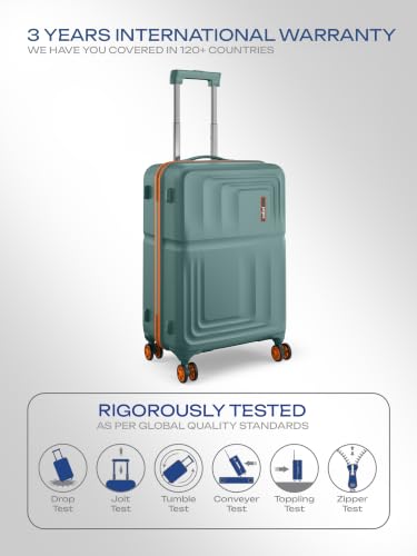 Image of Safari Roma Hard Luggage Trolley Bag with 8 Wheels Medium Size Check-in Suitcase - Sage Green