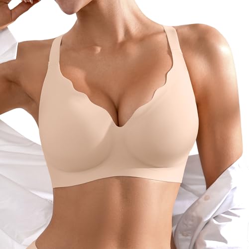Image of Seamless Wireless Bra for Women with Support - No Underwire Full Coverage Push Up Comfort Bras - Back Fat Smoothing Bralette