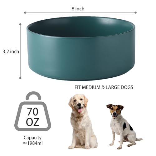 Welloyed Keramik-Hundenapf, 20,3 cm, klassischer Futternapf für mittelgroße und große Rassen, robuster, rutschfester Hundenapf, lebensmittelechtes Steingut, spülmaschinen- und mikrowellengeeignet,