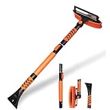 ZONETECH Ice Scraper Squeegee and Extendable 360° Snow Brush Head for Car...