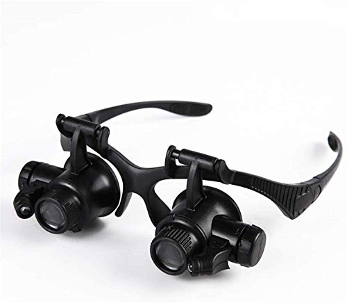 Loupe à bandeau 10x 15x 20x 25x YCQYM avec 2 lumières et 4 lentilles interchangeables