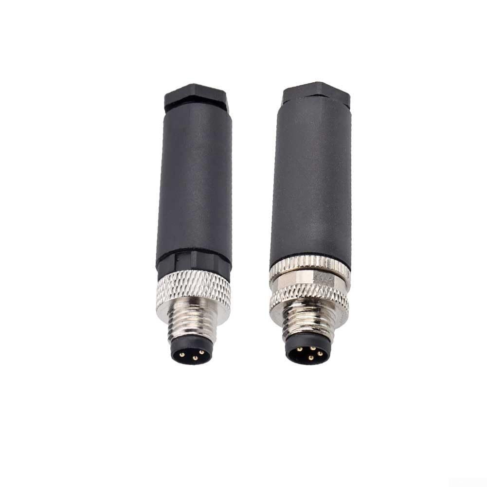 Luftfahrt-Stecker, M8 3-4 Pin wasserdicht IP67 Industriekabelstecker für Datenkommunikation und IO-Verbindungen, PA66 Kunststoff ungeschirmter Rundstecker (3-adrig)