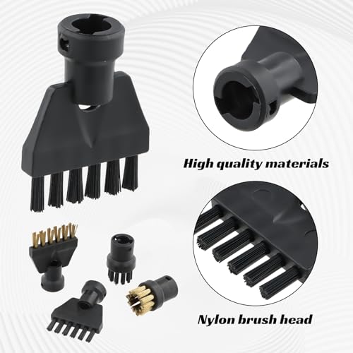 Shengxi 8 Stück Dampfreiniger Set für Kärcher Nylon und Messing Bürstenkopf Düse 4 Rundbürsten und 4 Flachbürsten für Dampfreiniger Dampfreiniger Zubehör für Kärcher SC1 SC2 SC3 SC4 SC5